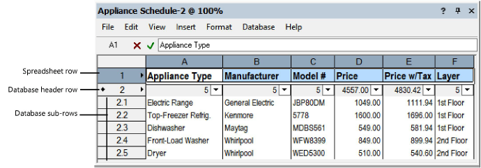 defining worksheet rows