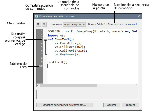 Crear y editar paletas de secuencias de comandos y secuencias de comandos