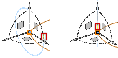 Segmented ends of the 3D dragger linear and rotational controls for snapping